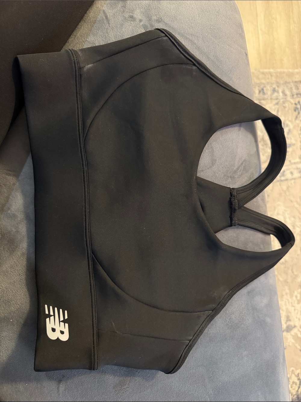 New Balance Black Racerback Sports Bra with White Logo